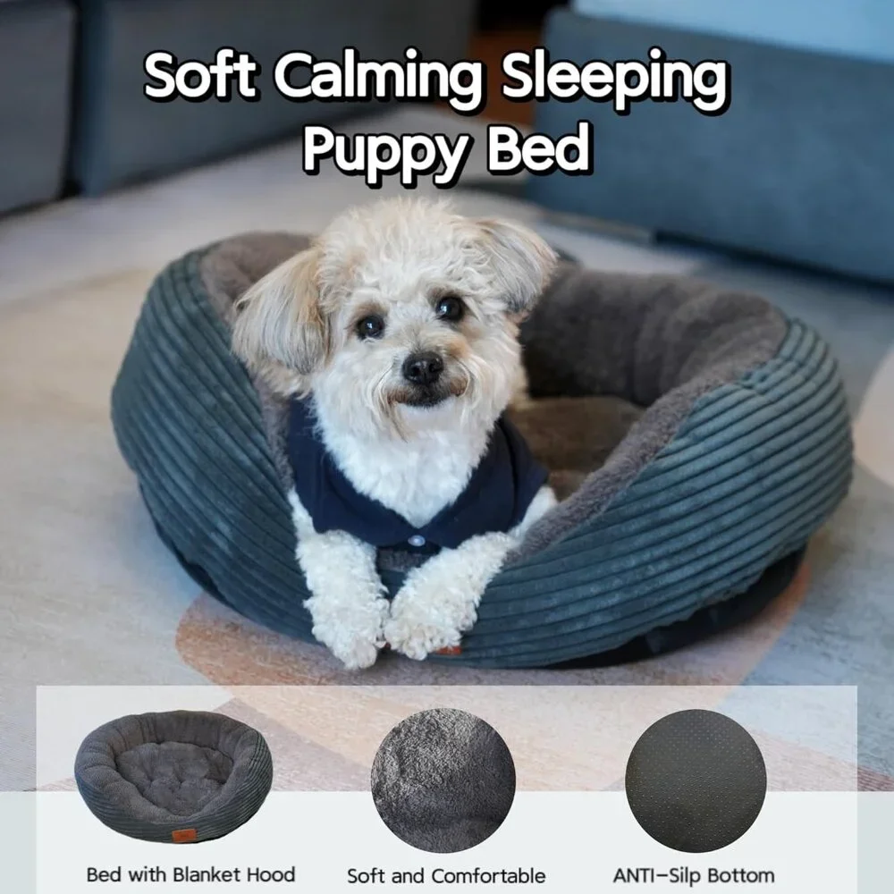 Dog Beds Small Dogs Waterproof Lining Nonskid Bottom Washable 19x16 Dark gray